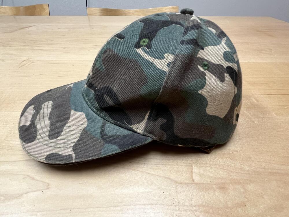 Vintage Camo Wool Blend Hat Hat Baseball Cap One Size Green Lined Winter Army